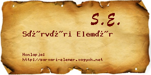 Sárvári Elemér névjegykártya